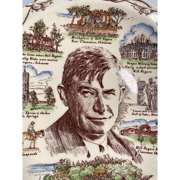 Will Rogers Commemorative Collectors Plate By Vernon Kilns 10" Ceramic - Picture 2 of 16